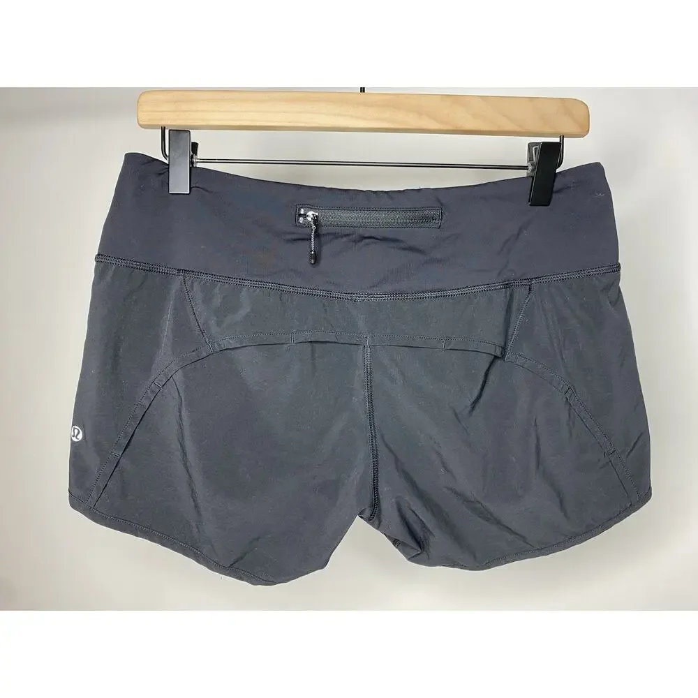 Lululemon Women's 6 Speed Shorts Black Lined 4" Athletic Run Gym Solid Classic - Picture 2 of 5